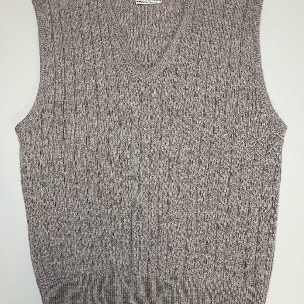 VINTAGE 90s London Fog V-Neck Sweater Vest Men's Large Tan Ribbed USA